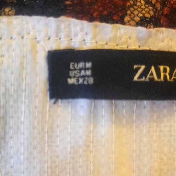 ZARA Sequined Lace Neckline Spaghetti Strap Blouse - Blue/Red/Black/Cream - Sz M - Picture 11 of 14